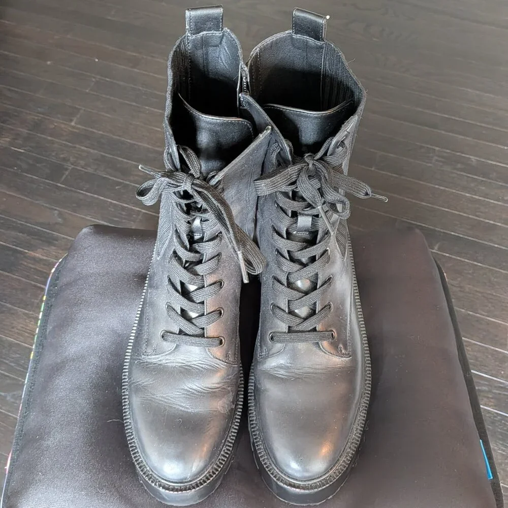 Black Sam Edelman Lydell Mixed Media Combat Boots | Size 10M - Picture 1 of 5